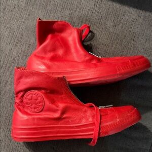 Converse Vibrant Red High-Tops with Zipper